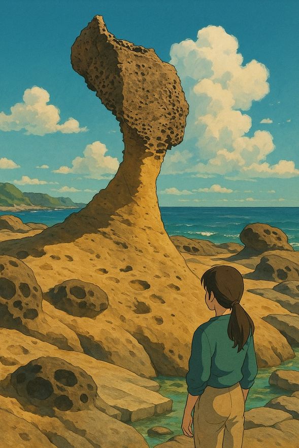 第一站:野柳地質公園
• 地點:新北市萬里區
• 亮點:女王頭、俏皮公主、豆腐岩等自然奇景
• 介紹:野柳是著名的海蝕地質景觀,風化與海水侵蝕形成奇特岩石,非常適合拍照與親近自然。