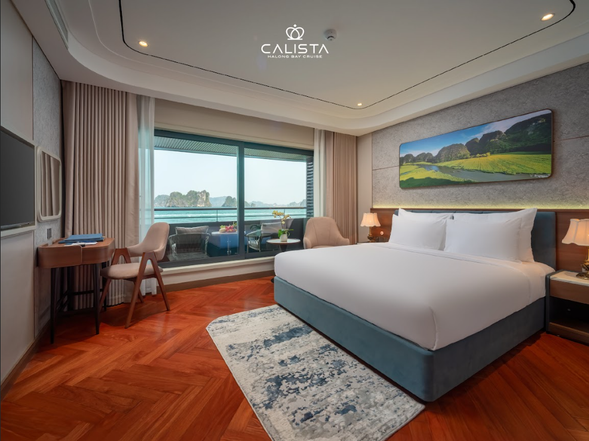 【OCEAN 海洋房】
艙室數:3
位置:第一層甲板和第三層甲板
面積:30平方米
床型:1 張加大雙人床
特色:私人陽台