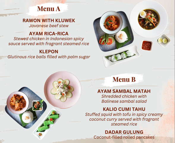 Choose between Menu A or Menu B to suit your taste