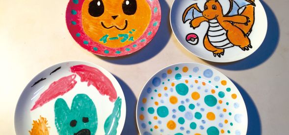 【皿絵付け作品例】