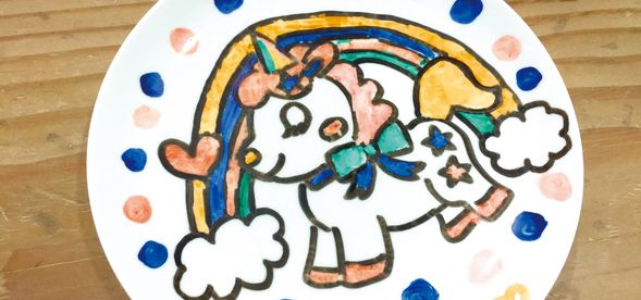 【皿絵付け作品例】