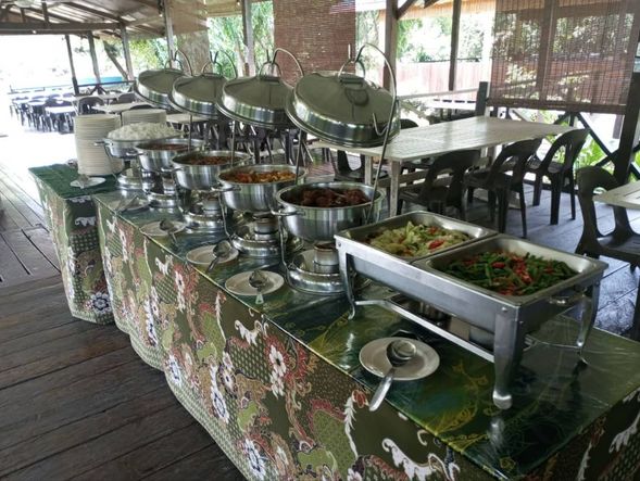 Malaysian buffet dinner is served.