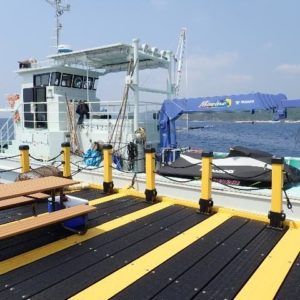 本部町山川港に出発10分前に集合!