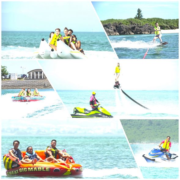 聽從工作人員指示開始暢遊6種水上活動