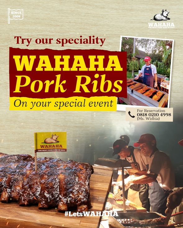 享用峇里島特色炭烤豬肋排晚餐