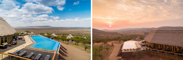 🛏️住宿:TWC Lahia Lodge(連住2晚-第二晚)
傍晚回到 TWC Lahia Lodge,在帳篷前看夕陽緩緩沉入地平線。