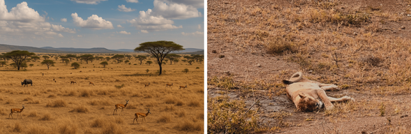 深入塞倫蓋提草原腹地>南部地區遊獵體驗
今日將展開全天的草原探索之旅,車隊將從中部緩緩移動至景致更為開闊的 塞倫蓋提南部地區。這裡是每年牛羚與斑馬遷徙的重要走廊,也是觀察大型掠食者如獅子、花豹、獵豹伏擊獵物的理想場域。
沿途你將穿越丘陵、開闊草原與水源帶,不時停下腳步觀察動物蹤跡與自然互動。在乾季初期的六月,南部草原略帶褐黃、空氣清冽,正是野性生命最清晰展現的時節。