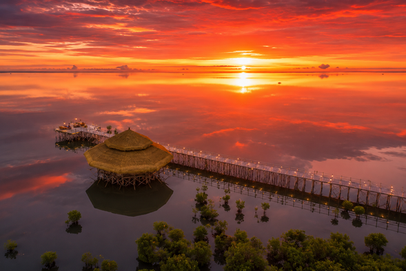 午後返回度假村稍作休息後,我們將前往頑飛精選的私房夕陽景點。漫步於海上木棧道,欣賞薄荷島著名的鏡面海景,在晚霞映照下感受海天一色的寧靜與浪漫,迎接一天最迷人的時刻。