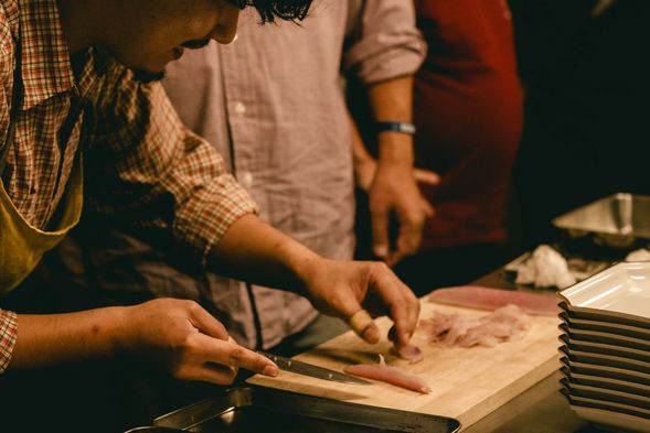 ディナー準備・越前打刃物での調理体験