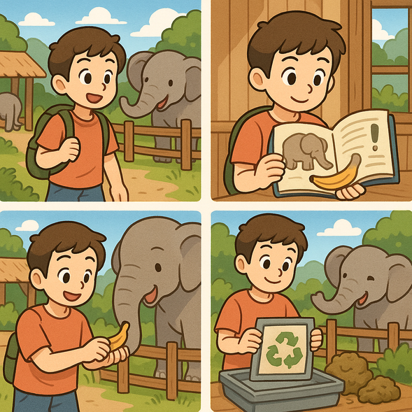 【HALF DAY PROGRAM】
- Hotel pick-up in downtown Phuket (excludes airport, Rassada Pier & Royal Phuket Marina)
- Arrive at the sanctuary and join a safety & elephant behavior briefing
- Prepare natural supplements and feed the elephants
- Join a health check and eco-friendly Poopoo Paper demo
- Enjoy a mud spa and bathe with the elephants
- Shower and change clothes
- Watch a Pad Thai cooking demo and enjoy a traditional Thai lunch with seasonal fruits
- Say goodbye to the elephants — a meaningful and unforgettable experience!
