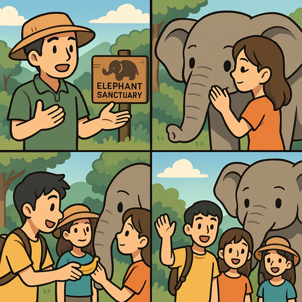【FEED ME PROGRAM】
- Make your own way to Phuket Elephant Jungle Sanctuary
- Be welcomed by your guide and learn about the sanctuary’s mission, rescue efforts, and ethical elephant care practices
- Hear the unique life stories of each elephant and gain insight into their personalities and pasts
- Enjoy hands-on interaction — feed the elephants, show them care, and build trust through gentle contact
- Play, explore, and take unforgettable photos with these gentle giants in a peaceful natural setting
- Say a warm goodbye to your new elephant friends and leave with memories that last a lifetime