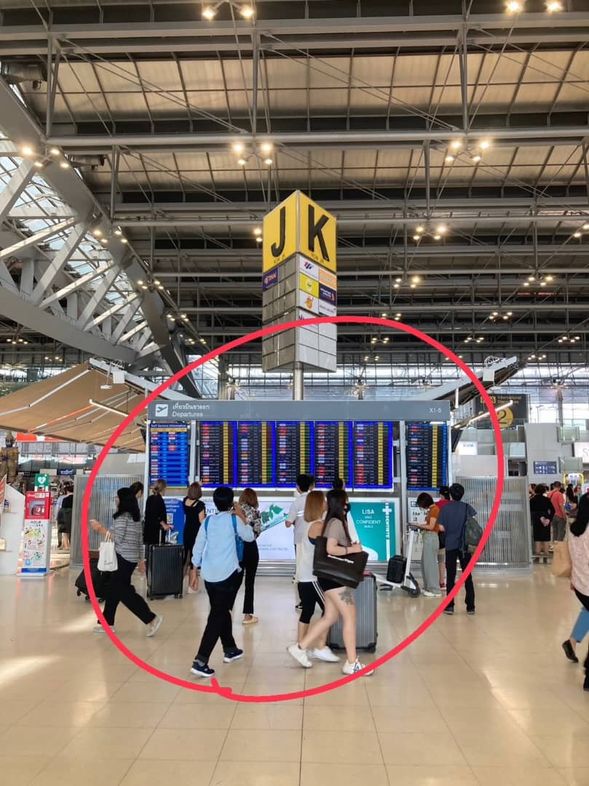 In front of the J/K Counters at Suvarnabhumi Airport-0