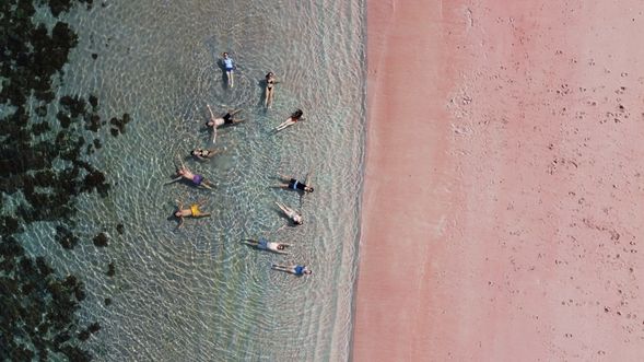 粉紅色沙灘空拍