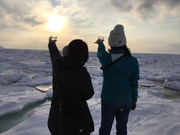 遠音別(おんねべつ)にて流氷ウォッチ&オンザロック