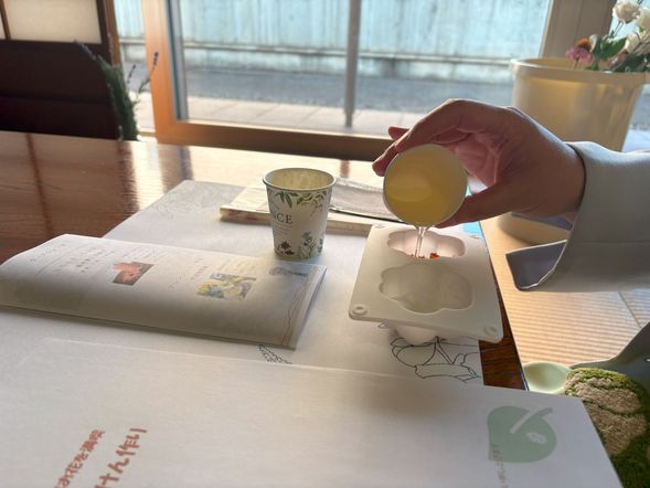 Making flower soap at Atoji Farm