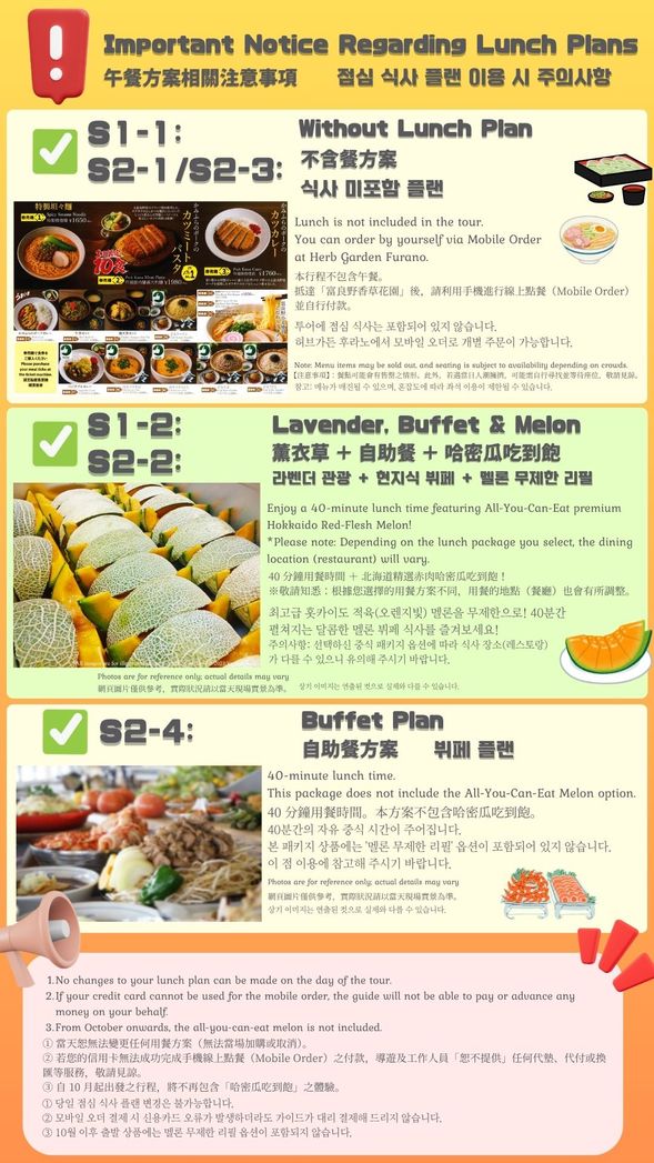 S2-1, S2-2, S2-3, S2-4
Important Notice Regarding Lunch Plans