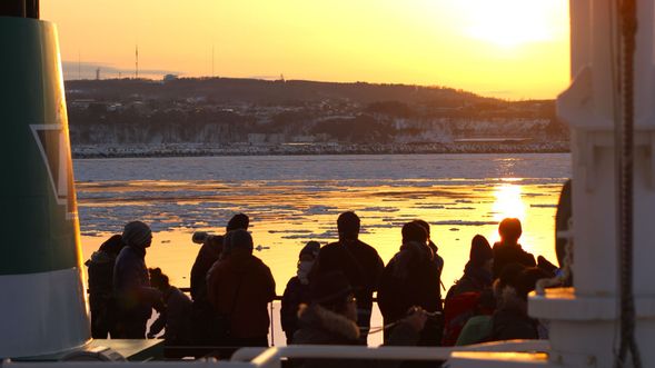 When there is no drift ice, the large ship Aurora will take you on a sea excursion to Cape Notoro.