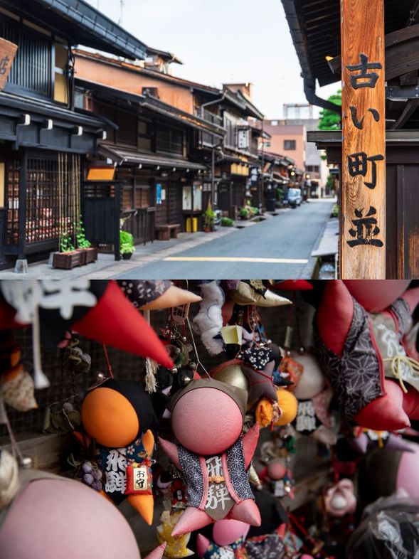 Hida Takayama Old Town
(Stroll through nostalgic streets lined with lattice-fronted houses and flowing waterways, evoking the atmosphere of the Edo period / approx. 100 minutes)