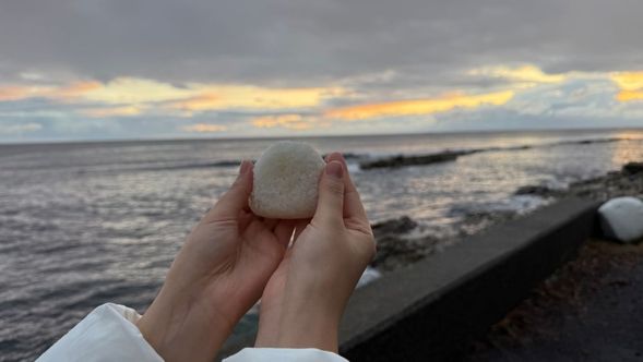 Onigiri made with salt from Noto Island for breakfast
