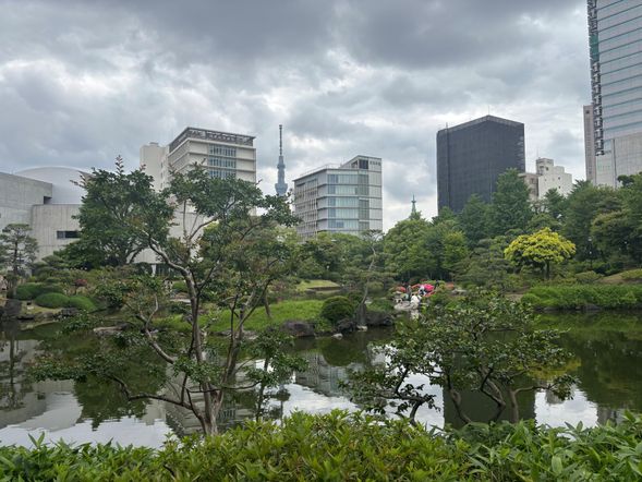 Stroll through Kyu-Yasuda Garden
Take a peaceful walk through Kyu-Yasuda Garden, a traditional Japanese garden with a pond, teahouse, and lush greenery.
Designed in the Edo period, its central pond rises and falls with the tides of the nearby Sumida River — a beautiful reminder of old Tokyo’s harmony with nature.