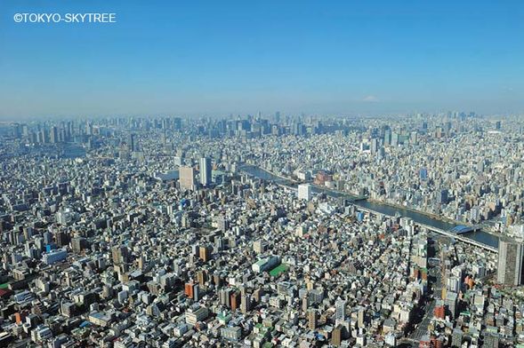 Tokyo Skytree Tembo Deck (60min.)
・We will guide you to the Tembo Deck (350m) where you can enjoy the cityscape of Tokyo. It does not include a Tembo Galleria(450m).