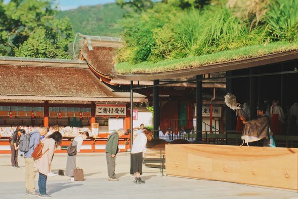Morning worship at Dazaifu Tenmangu Shrine