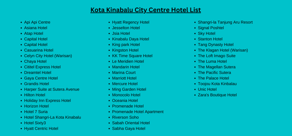 Take note of Central Kota Kinabalu City hotel list (no surcharge required)