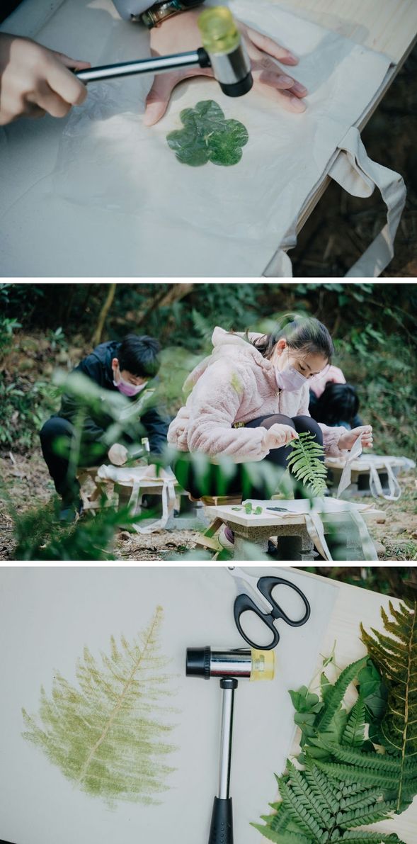 ◖手作花草槌染◗ 帆布袋上,槌打拓印山林的色彩