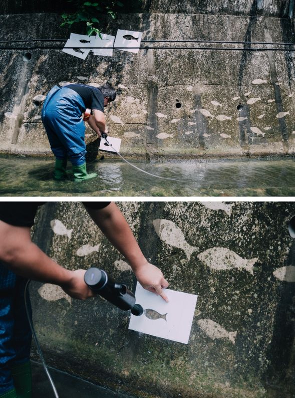 圳邊藝術,水垢畫創作