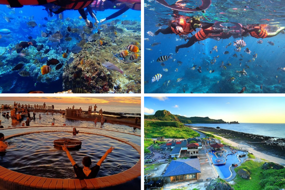 體驗浮潛/玻璃船/朝日溫泉