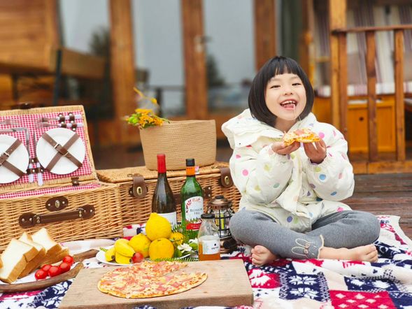 Having an outdoor picnic on the spacious terrace also creates a unique and delightful atmosphere.