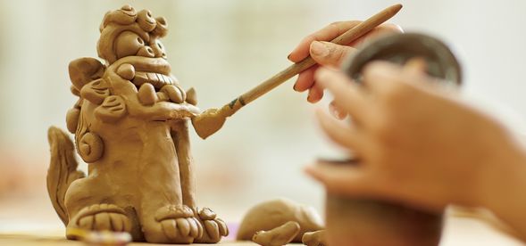 【陶器シーサー作り作品例】