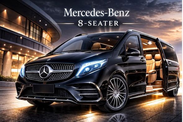 Mercedes-Benz 8座豪華車
適合 3– 7位旅客
可放置 最多 7 件標準尺寸行李
