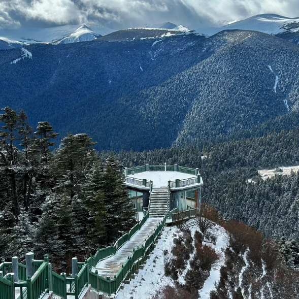 【魯朗林海】
在【魯朗林海觀景台】俯瞰雪域高原的林海奇觀,茂密的松樹、雲杉與原始灌木叢形成了一片綠意盎然的天地。這裡的景色清新自然,令人心曠神怡。