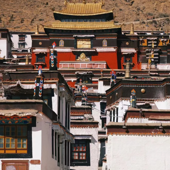 日喀則 → 扎什倫布寺 → 拉薩
今天上午,我們將參觀位於日喀則的藏傳佛教聖地【扎什倫布寺】,了解其悠久的歷史與宗教意義。隨後驅車返回【拉薩】,沿途欣賞高原美景,為旅程的最後階段做好準備。
【扎什倫布寺】是藏傳佛教格魯派六大寺院之一,建於1447年,由宗喀巴的弟子一世達賴喇嘛主持修建。這座寺廟是歷代班禪大師的駐錫地,也是後藏的重要宗教和政治中心之一。寺內供奉著高達28米的「強巴佛」——世界上最大的銅製彌勒佛坐像,其工藝之精美、氣勢之恢宏令人震撼。扎什倫布寺的建築群氣勢恢弘,白牆與紅殿相映成趣,充分體現了藏地寺廟的壯麗與莊嚴。
在這裡,您可以參觀歷代班禪靈塔、佛殿以及寺院內保存完好的壁畫與佛經,感受藏傳佛教的深厚文化底蘊和宗教氛圍。