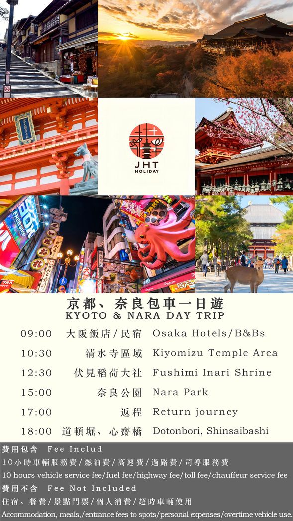 京都+奈良推薦行程(可任意調整)