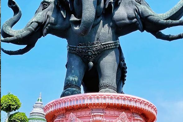 曼谷郊区三头粉象博物馆