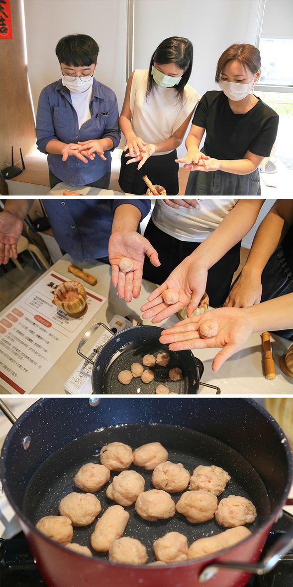 手捏旗魚丸 & 下鍋水煮