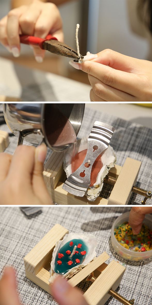製作蚵殼香氛蠟燭
