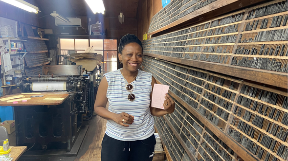 Hands-on letterpress printing experience! Create your own letterpress postcard to take home.