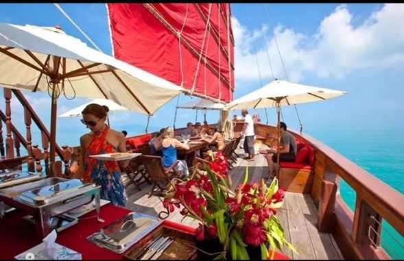 回到船上休息
17:30 於船上看夕陽並享用小點