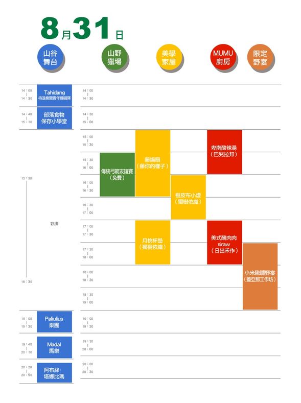 8/31 活動場次時間