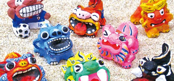 ちゅらシーサー作り+絵付け作品例