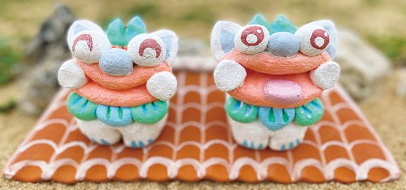 しっくいシーサー絵付け体験作品例