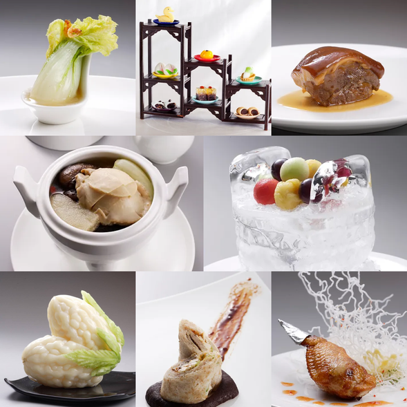 ●國寶宴●
1.故宮開胃小碟
2.★翠玉白菜
3.弦紋鼎佛跳牆
4.白玉錦荔枝
5.★故宮肉形石
6.元朝雲林鵝
7.香苗藏鳳袖
8.多寶格御點
9.鮮果毛公鼎