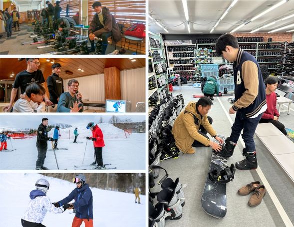 โค้ชจะเริ่มแบ่งผู้เรียนตามระดับความสามารถ สําหรับ มือใหม่ ก็จะมีโค้ชแนะนํา ดูแลอย่างใกล้ชิด เริ่ม
 จากการสวมใส่ชุดอุปกรณ์ ตามด้วยพื้นฐานการเล่นสกี สโนว์บอร์ด เช่นการหยุด การขึ้นลงกระเช้า เป็นต้น สําหรับผู้เล่นที่มี
 ประสบการณ์แล้ว โค้ชจะสอนเทคนิคที่ยากขึน และให้เวลาฝึกซ้อมมากขึน