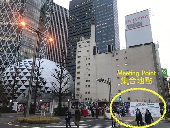 集合地點旁邊有三井住友銀行,FUJITEC和MODE學園蟲繭大樓
