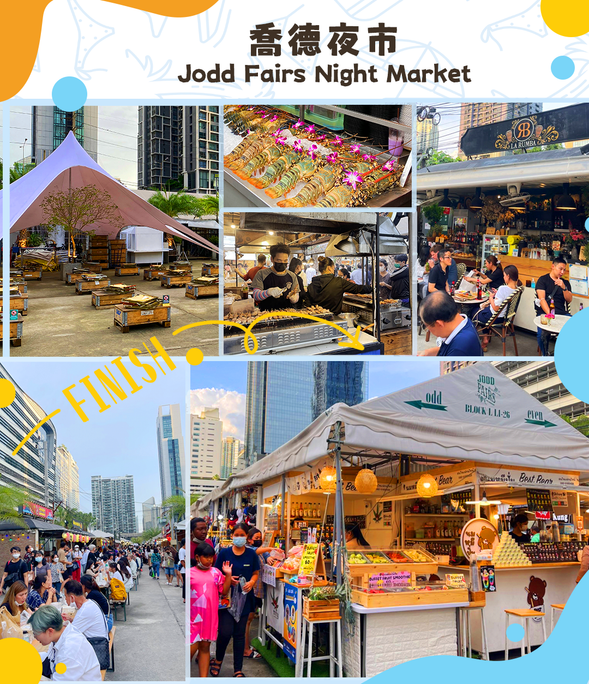 返回曼谷並在 Jodd Fairs 夜市下車,晚上 7 點左右抵達