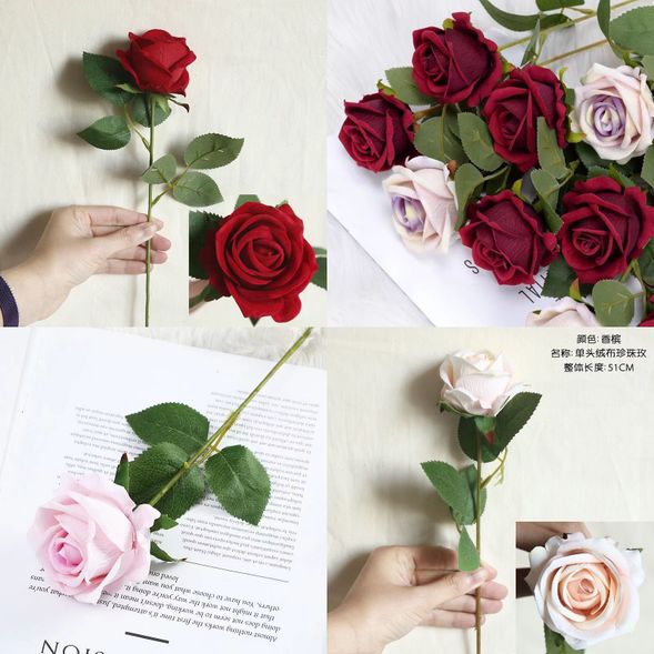仿真玫瑰花 粉色3隻 紅色若干
