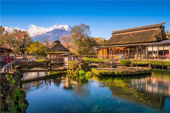 在富士山脚下的“九寨沟”忍野八海品甘甜清泉(约90分钟)